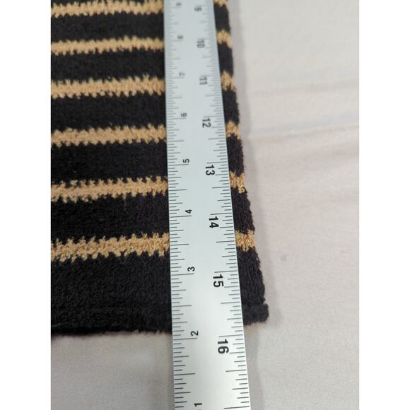 Promesa Striped Sweater S Black Tan Knit Crewneck Acrylic Nylon Pullover - Picture 7 of 11